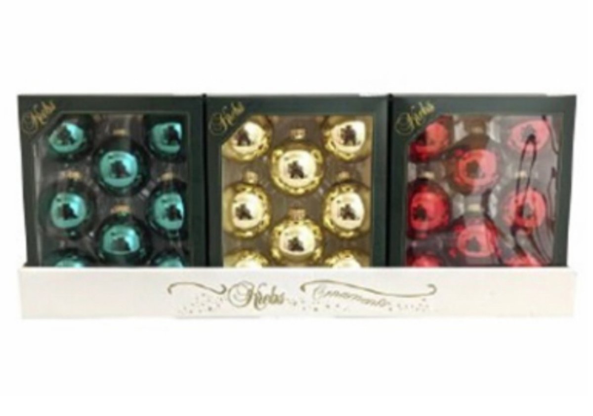 Christmas by Krebs 274659 Solid Glass Ornaments - Red&#44; Green & Gold - 8 Per Pack - Pack of 12