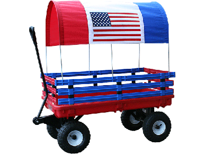 Millside Industries 03550-6 20 in. x 38 in. Red Plastic Deck Wagon with 4 in. x 10 in. Tires