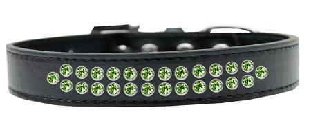 Mirage Pet Products 613-08 BK-12 Two Row Lime Green Crystal Dog Collar, Black - Size 12