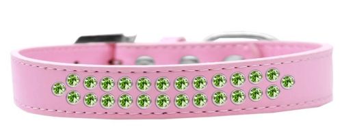 Mirage Pet Products 613-08 LPK-12 Two Row Lime Green Crystal Dog Collar, Light Pink - Size 12