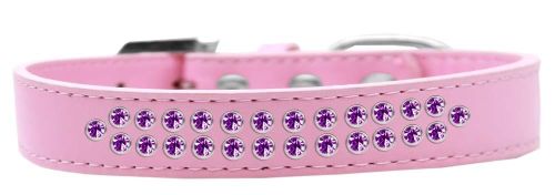 Mirage Pet Products 613-09 LPK-18 Two Row Purple Crystal Dog Collar, Light Pink - Size 18
