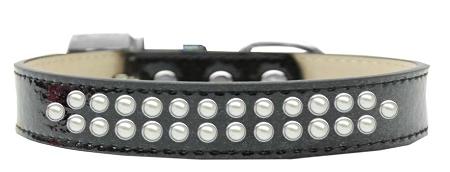 Mirage Pet Products 614-03 BK-18 Two Row Pearl Dog Collar, Black Ice Cream - Size 18
