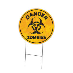 SignMission C-24-CIR-WS-Danger Zombies Corrugated Plastic Sign with Stakes 24 in. Circular - Danger Zombies