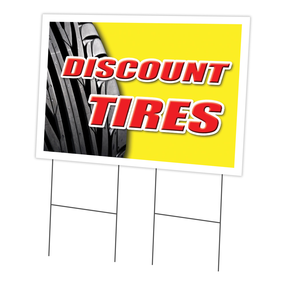 SignMission C-2436 Discount Tires 24 x 36 in. Discount Tires Yard Sign & Stake