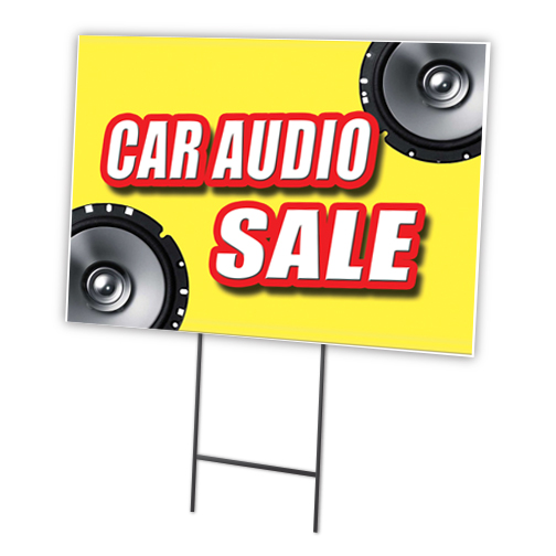 SignMission C-1216-DS-Car Audio Sale 12 x 16 in. Car Audio Sale Yard Sign & Stake