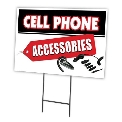 SignMission C-1216-DS-Cell Phone Accessories 12 x 16 in. Cell Phone Accessories Yard Sign & Stake Outdoor Plastic Window