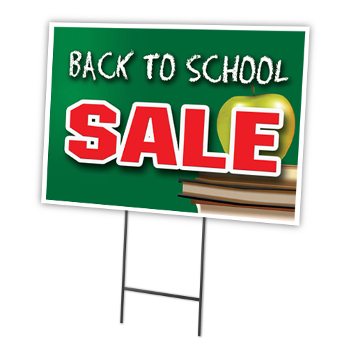 SignMission C-1824-DS-Back To School Sale 18 x 24 in. Back to School Sale Yard Sign & Stake Outdoor Plastic Window