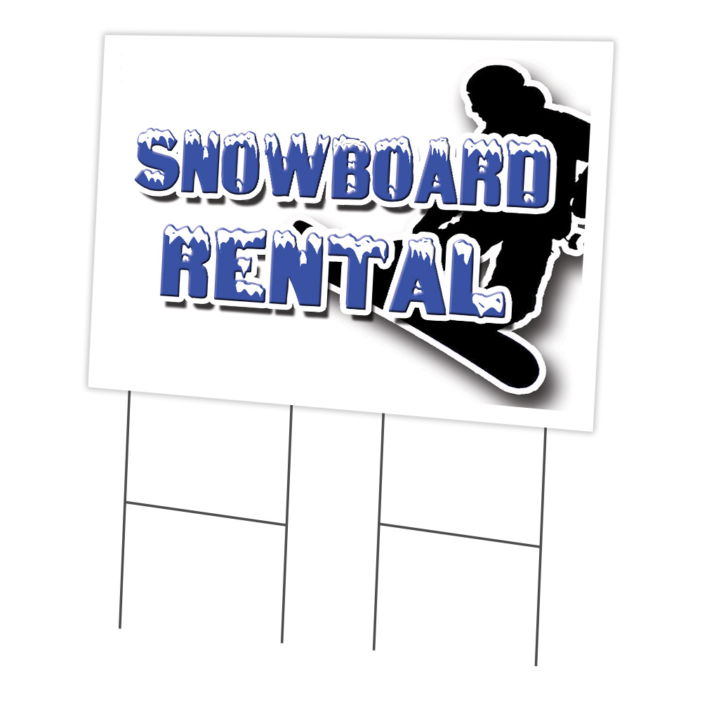 SignMission C-2436-DS-Snowboard Rental 24 x 36 in. Snowboard Rental Yard Sign & Stake