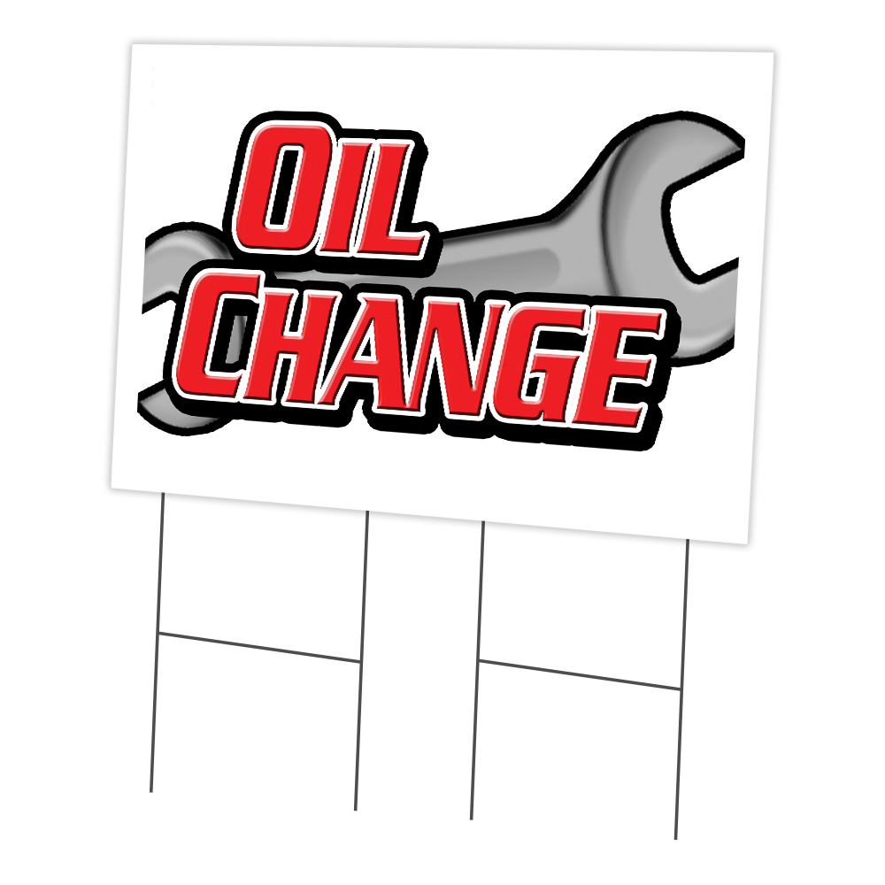 SignMission C-2436-DS-Oil Change 24 x 36 in. Yard Sign & Stake - Oil Change