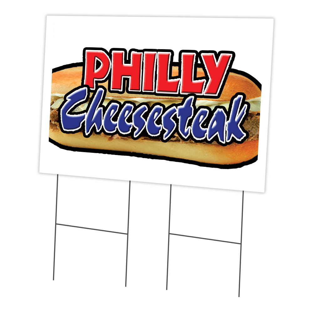 SignMission C-2436-DS-Philly Cheesesteak 24 x 36 in. Yard Sign & Stake - Philly Cheesesteak