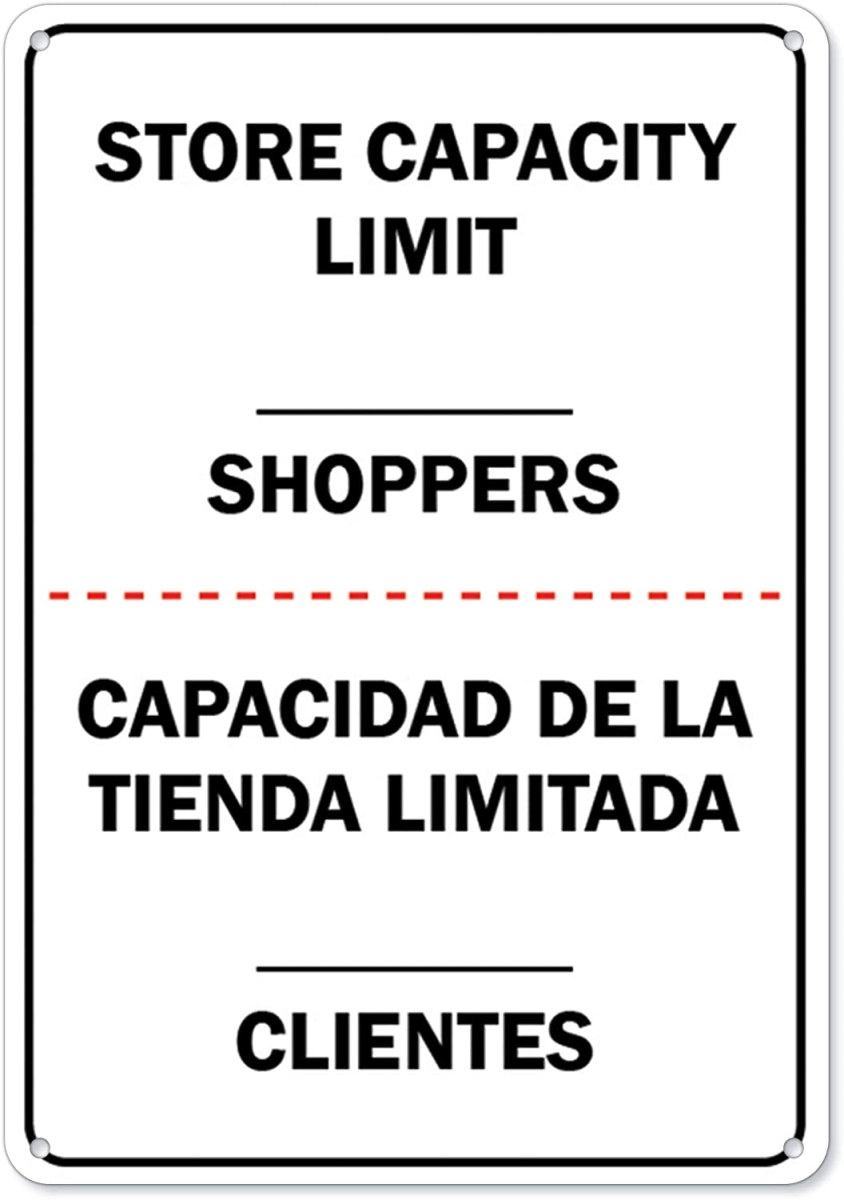 SignMission OS-NS-A-710-25439 7 x 10 in. Covid-19 Notice Sign - Store Capacity Limit Shoppers Spanish