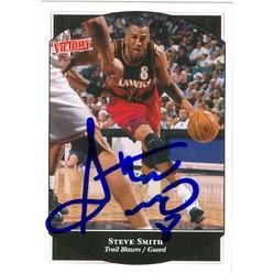 Autograph Warehouse 53093 Steve Smith Autographed Basketball Card Atlanta Hawks 1999 Upper Deck Victory No .2