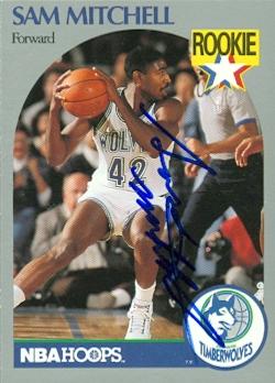 Autograph Warehouse 53915 Sam Mitchell Autographed Basketball Card Minnesota Timberwolves 1990 Hoops No .188