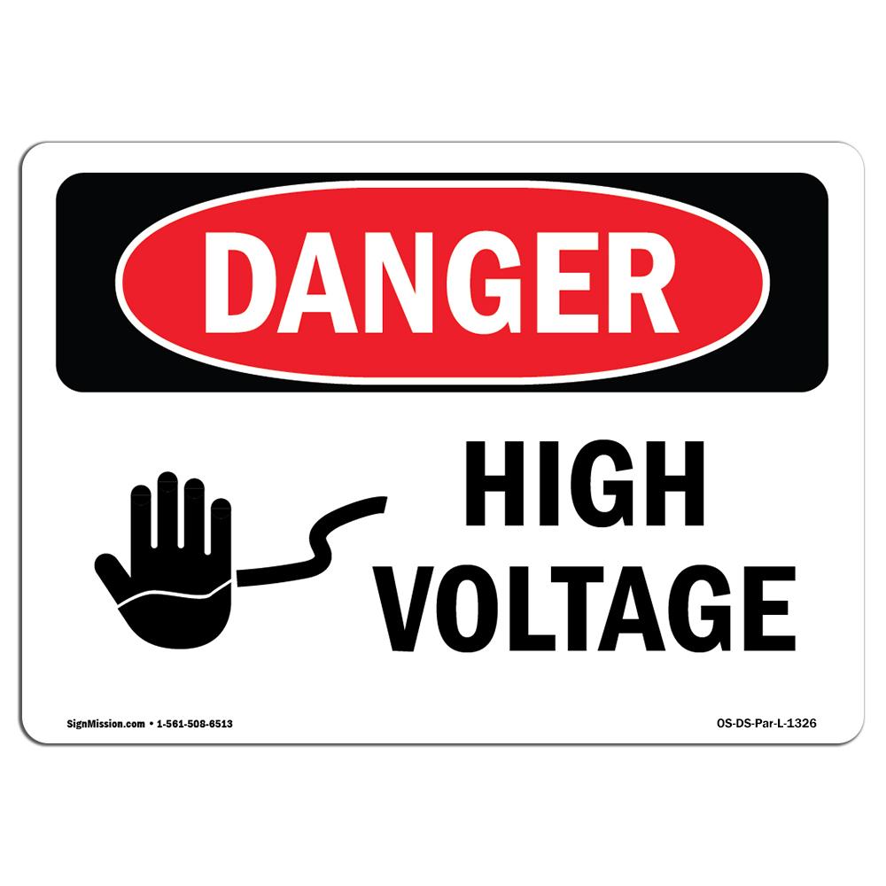 SignMission OS-DS-D-35-L-1326 OSHA Danger Sign - High Voltage