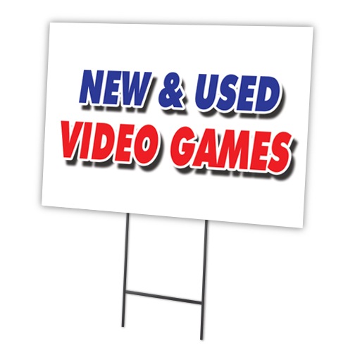 SignMission C-1824-DS-New And Used Video Game 18 x 24 in. New & Used Video Games Yard Sign & Stake