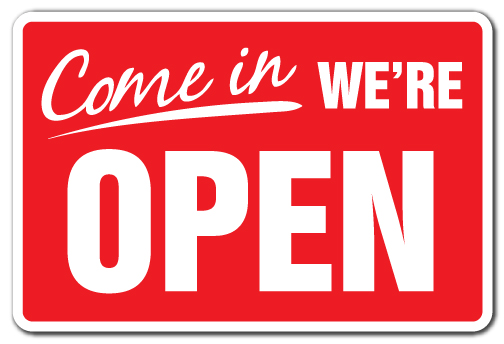 SignMission Z-A-1014-Come In Were Open 10 x 14 in. Tall Come In Were Open Business Aluminum Sign with Store Hours Yes We Are Open Closed
