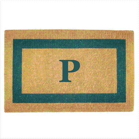 Nedia Home 02026P Single Picture - Green Frame 22 x 36 In. Heavy Duty Coir Doormat - Monogrammed P