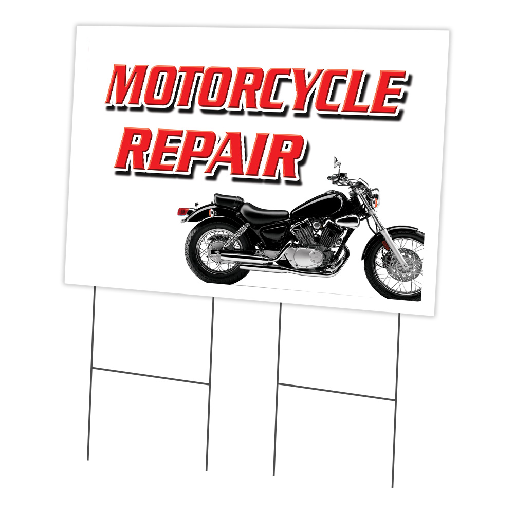 SignMission C-2436 Motorcycle Repair 24 x 36 in. Motorcycle Repair Yard Sign & Stake