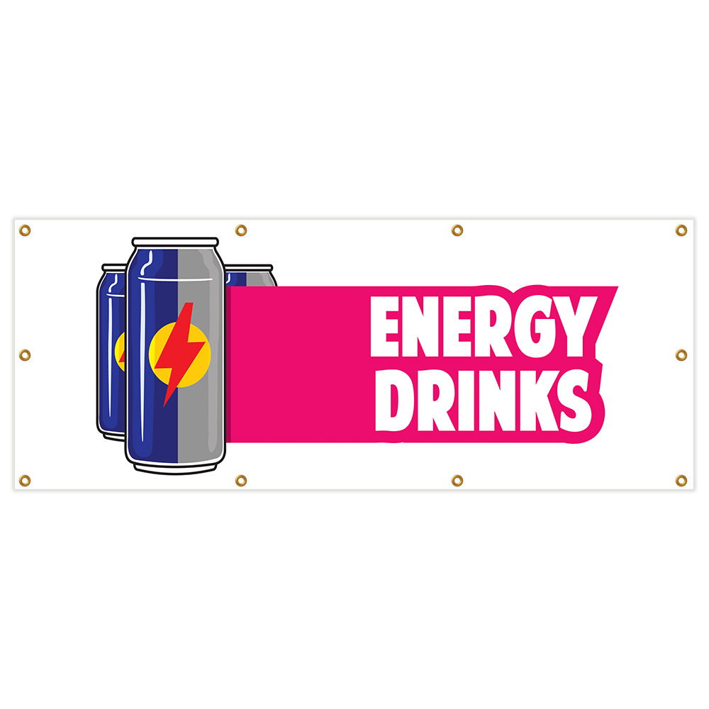 SignMission B-96 Energy Drinks 36 x 96 in. Banner Sign - Energy Drinks