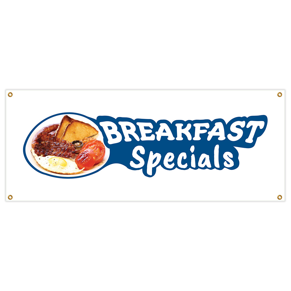 SignMission B-Breakfast Specials 18 x 48 in. Banner Sign - Breakfast Specials