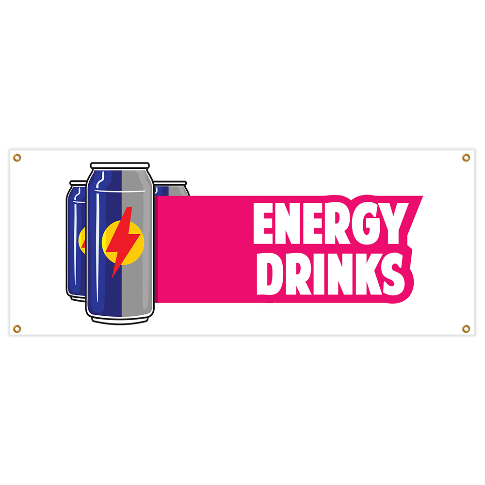 SignMission B-Energy Drinks 18 x 48 in. Banner Sign - Energy Drinks