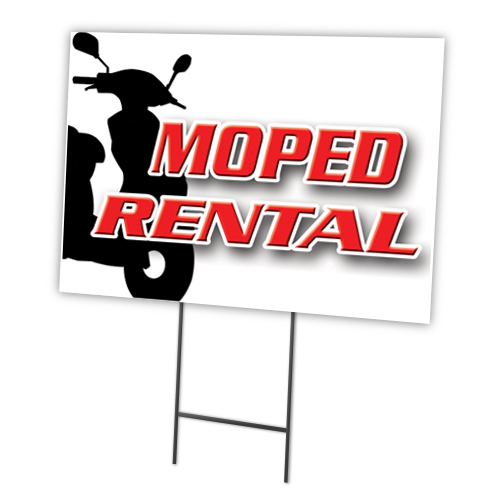 SignMission C-1216-DS-Moped Rental 12 x 16 in. Yard Sign & Stake - Moped Rental