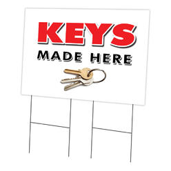 SignMission C-2436-DS-Keys Made Here 24 x 36 in. Yard Sign & Stake - Keys Made Here