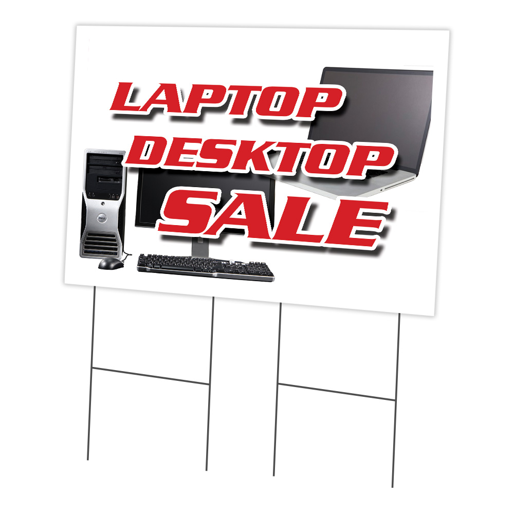 SignMission C-2436-DS-Laptop Desktop Sale 24 x 36 in. Yard Sign & Stake - Laptop Desktop Sale