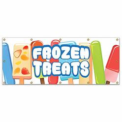 SignMission B-120 Frozen Treats19 120 in. Concession Stand Food Truck Single Sided Banner - Frozen Treats