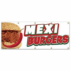 SignMission B-120 Mexi Burgers19 120 in. Concession Stand Food Truck Single Sided Banner - Mexi Burgers