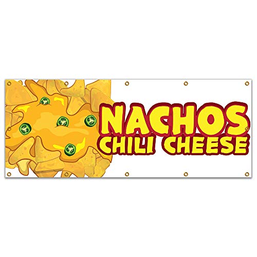 SignMission B-120 Nachos Chili Cheese19 120 in. Concession Stand Food Truck Single Sided Banner - Nachos Chili Cheese