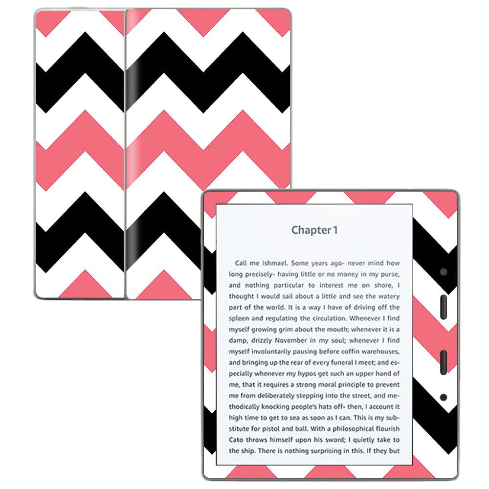 MightySkins AMKOA7-Black Pink Chevron Skin Decal Wrap for Amazon Kindle Oasis 7 in. 9th Gen - Black Pink Chevron
