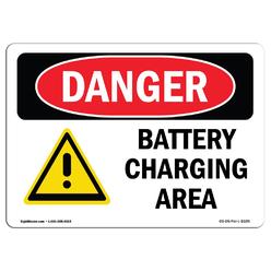 SignMission OS-DS-A-710-L-1039 7 x 10 in. OSHA Danger Sign - Battery Charging Area