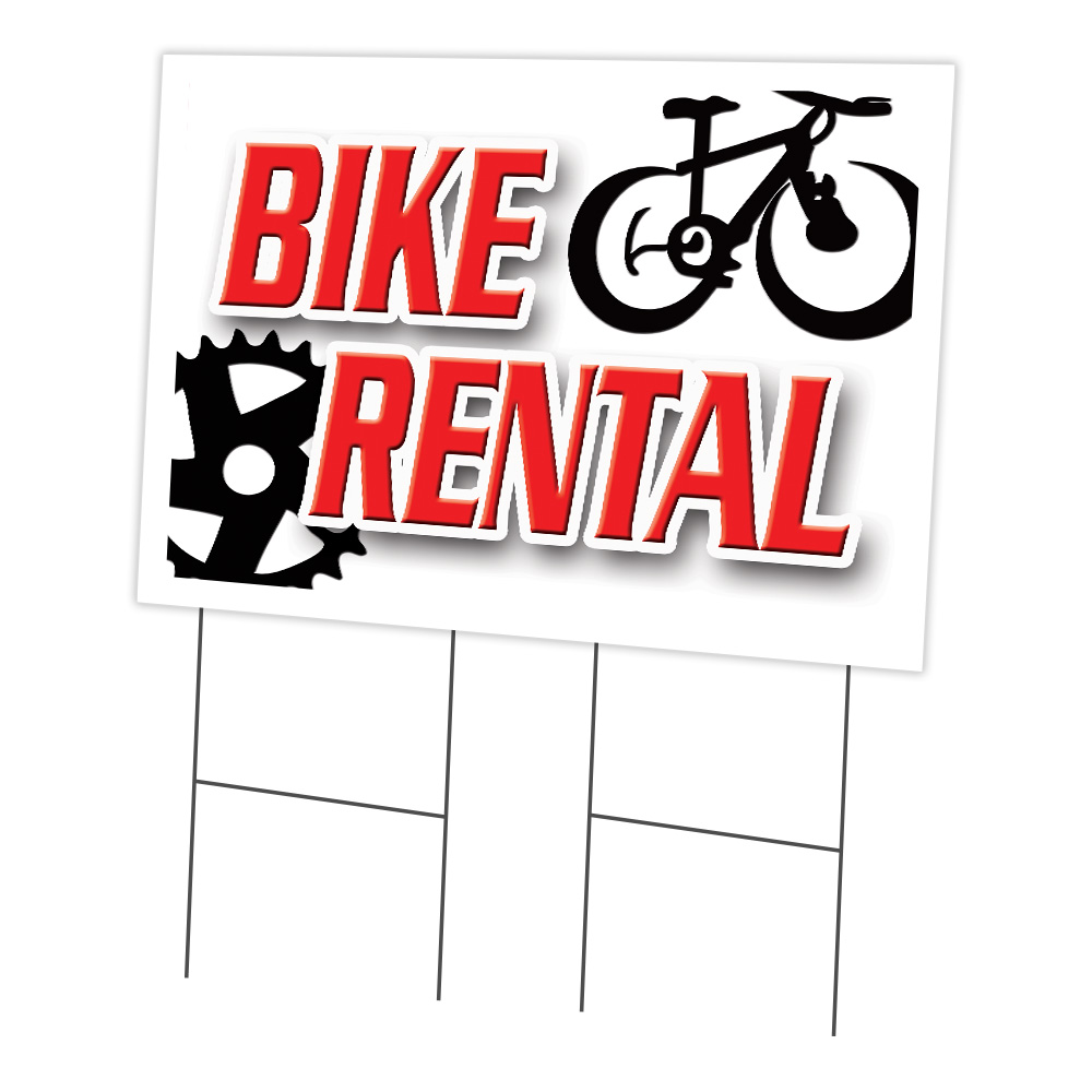 SignMission C-2436-DS-Bike Rental 24 x 36 in. Bike Rental Yard Sign & Stake