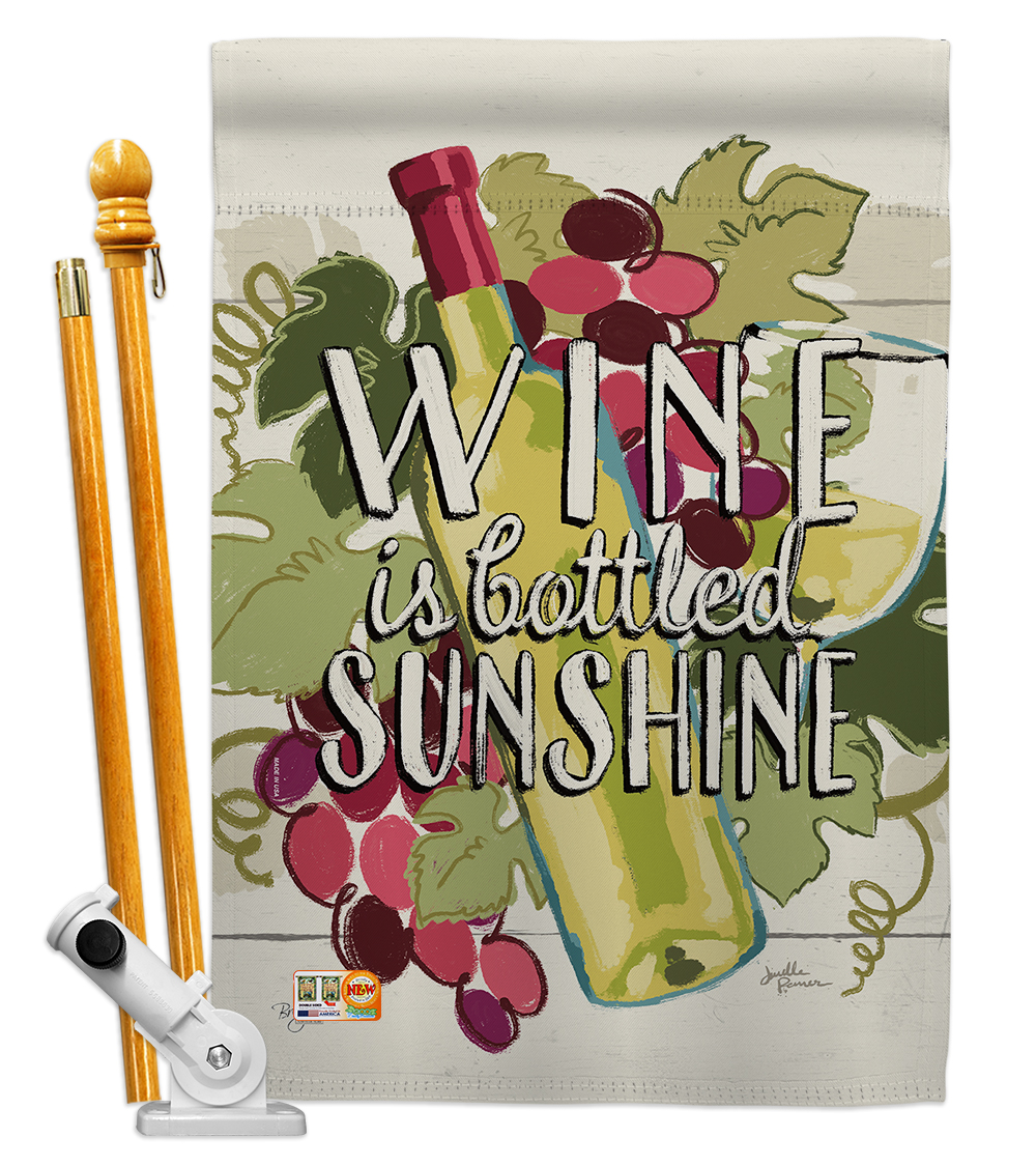 Breeze Decor BD-WI-HS-117047-IP-BO-D-US18-WA 28 x 40 in. Wine is Sunshine Happy Hour & Drinks Impressions Decorative Vertical Double Sided Ho