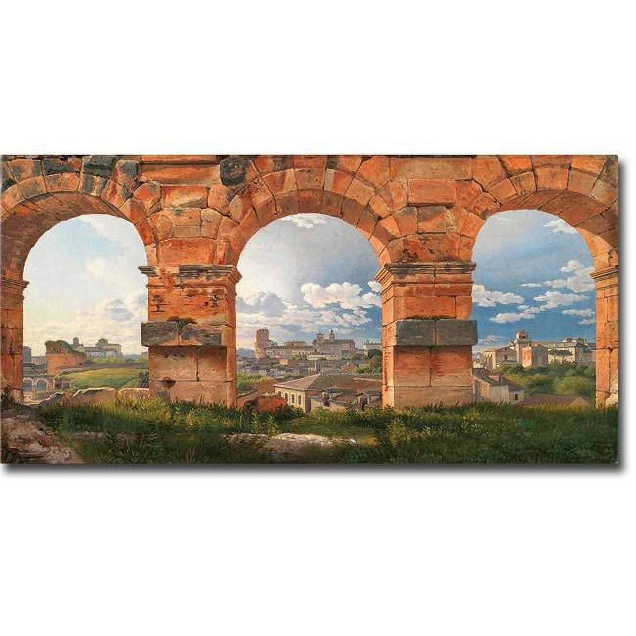 PerfectPillows A View through The Arches of The Colosseum Rome by Christoffer Wilhelm Eckersberg Premium Gallery Wrapped Canvas Giclee Art - Re