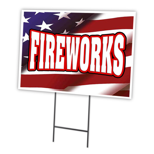 SignMission C-1216-DS-Fireworks 12 x 16 in. Fireworks Yard Sign & Stake