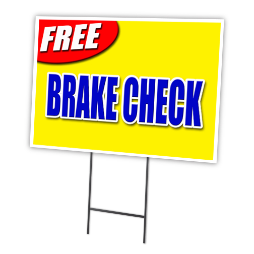 SignMission C-1216-DS-Free Brake Check 12 x 16 in. Free Brake Check Yard Sign & Stake