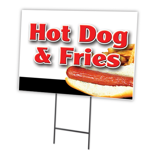 SignMission C-1216-DS-Hot Dogs & Fries Combo 12 x 16 in. Hot Dogs & Fries Combo Yard Sign & Stake