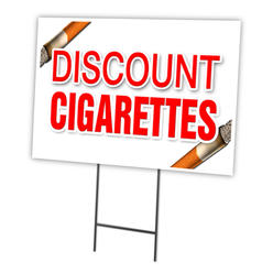 SignMission C-1824-DS-Discount Cigarettes 18 x 24 in. Discount Cigarettes Yard Sign & Stake Outdoor Plastic Window