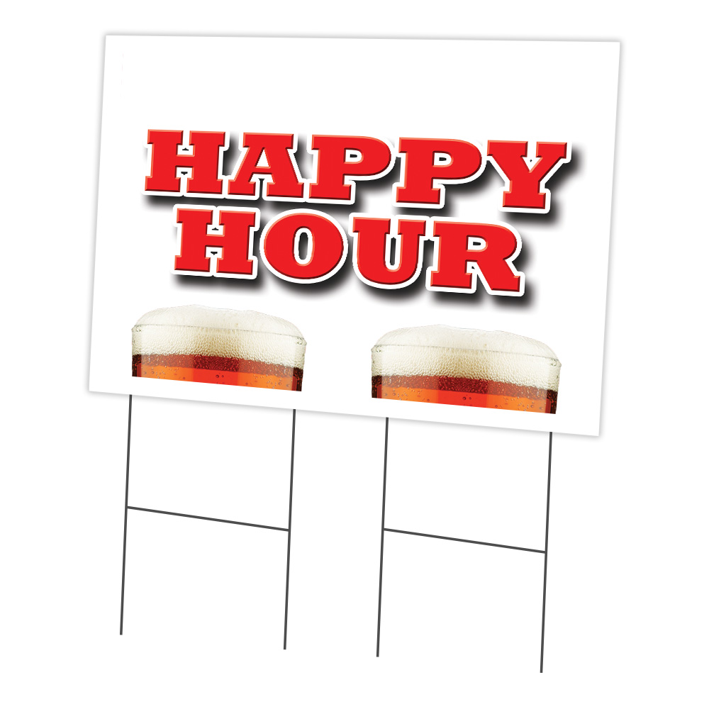 SignMission C-2436-DS-Happy Hour 24 x 36 in. Happy Hour Yard Sign & Stake