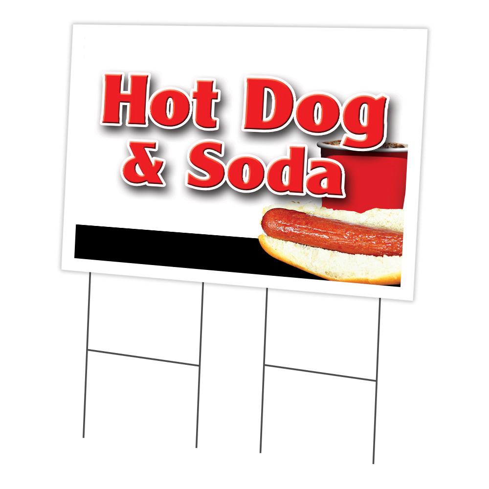 SignMission C-2436-DS-Hot Dogs & Soda Combo 24 x 36 in. Hot Dogs & Soda Combo Yard Sign & Stake