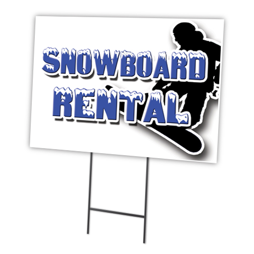 SignMission C-1216-DS-Snowboard Rental 12 x 16 in. Yard Sign & Stake - Snowboard Rental