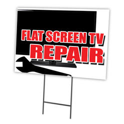 SignMission C-1824-DS-Flat Screen Tv Repair 18 x 24 in. Yard Sign & Stake - Flat Screen TV Repair