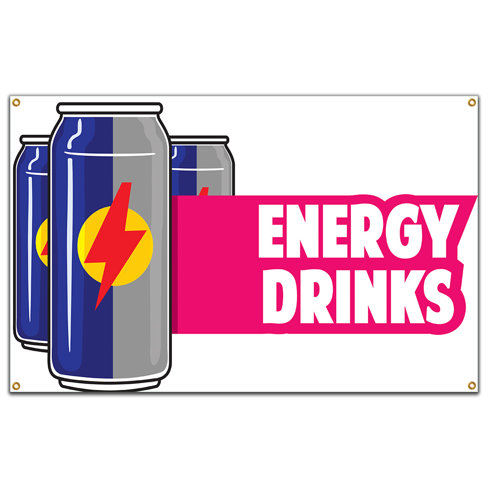 SignMission B-60 Energy Drinks 36 x 60 in. Banner Sign - Energy Drinks