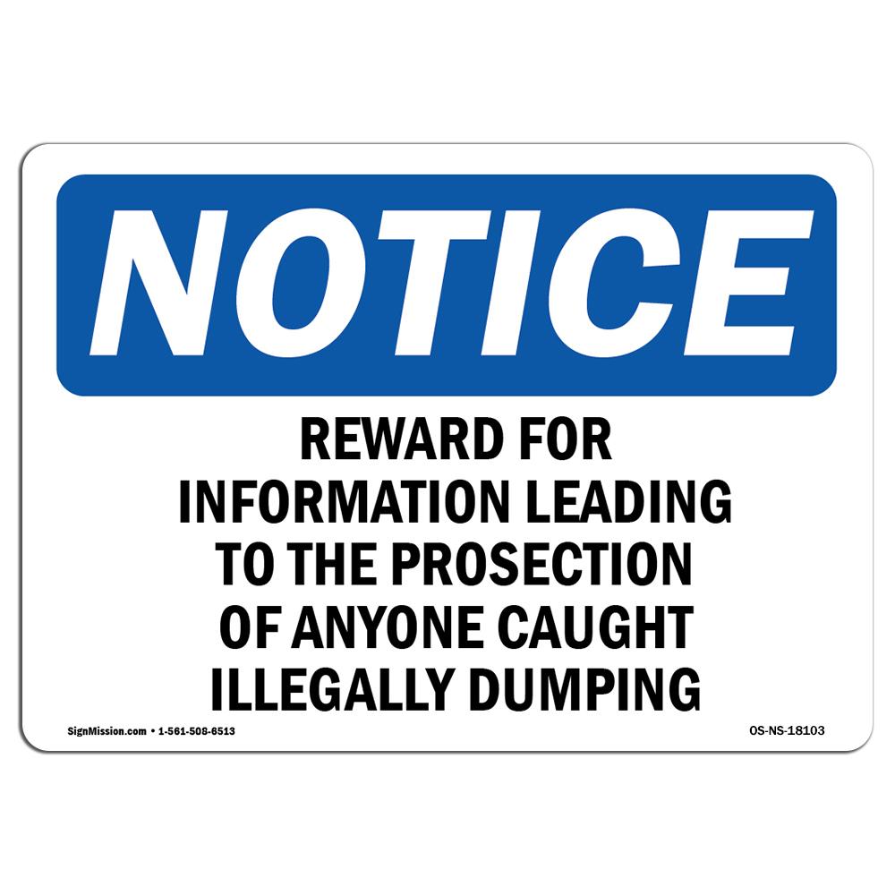 SignMission OS-NS-A-1218-L-18103 12 x 18 in. OSHA Notice Sign - Reward for Information Leading to the Prosecution