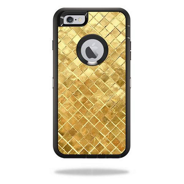 MightySkins OTDIP6PL-Gold Tiles Skin Decal Wrap for OtterBox Defender iPhone 6 Plus & 6S - Gold Tiles
