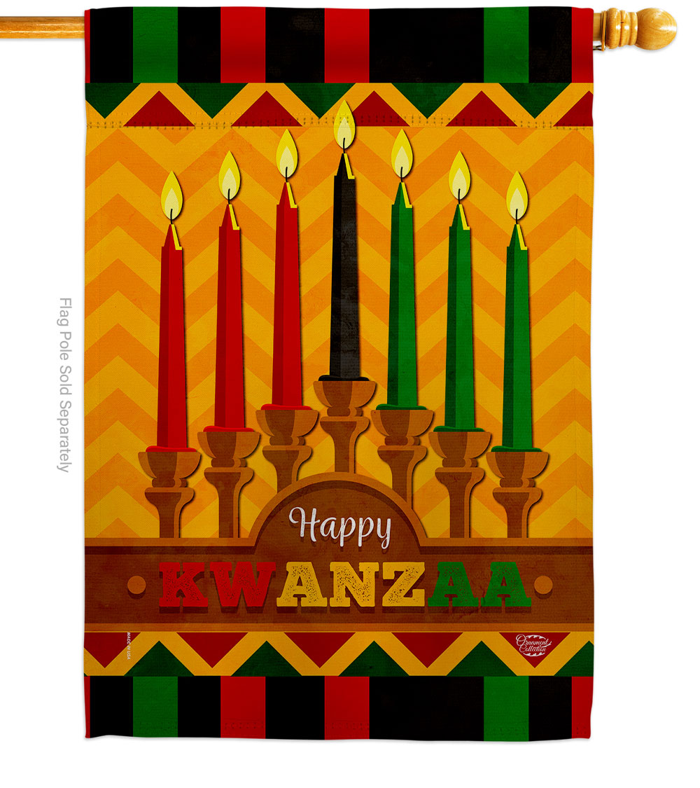 Ornament Collection H192333-BO 28 x 40 in. Happy Kwanzaa Holiday House Flag with Winter Double-Sided Decorative Vertical Flags Decoration Banner Gar