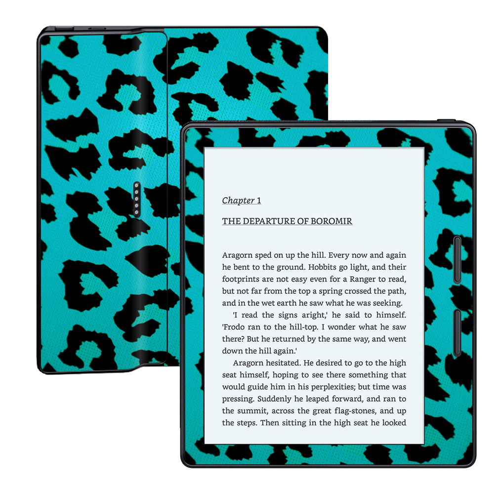 MightySkins AMKOA-Teal Leopard Skin for Amazon Kindle Oasis 6 in. 8th Gen Wrap Cover Sticker - Teal Leopard