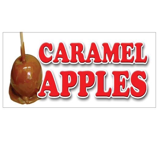 SignMission D-Caramel Apples Caramel Apples Concession Decal Candy Apple Cart Signs